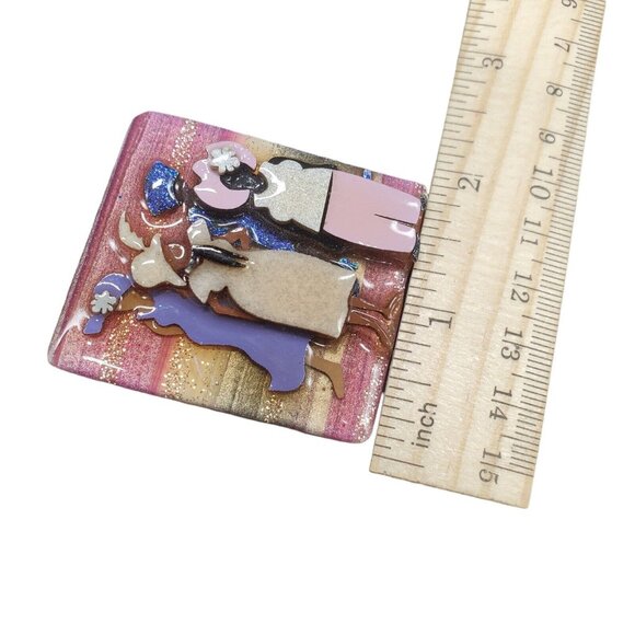 Vtg Woman Pins By Lucinda Brooch Resin Pastels - Picture 7 of 10